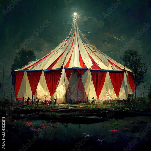 3D rendering of a Carnival arena with the circus tent for the performing show