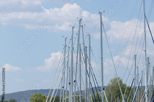 many topmasts of parking sailing yachts