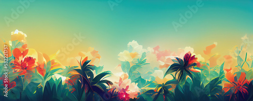 Floral summer wallpaper design as exotic background illustration