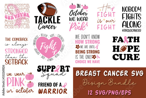 Breast Cancer Typography Quote Design Bundle