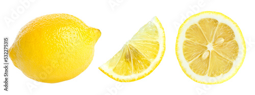 Ripe lemon isolated on transparent background. PNG format 