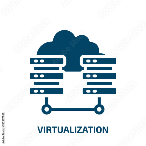 virtualization icon from internet security collection. Filled virtualization, technology, internet glyph icons isolated on white background. Black vector virtualization sign, symbol for web design and