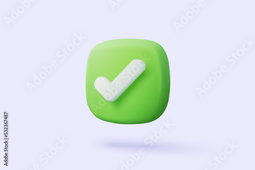 3d check mark icon isolated on white background. check list button best choice for right, success, tick, accept, agree on application. choose icon vector with shadow 3D rendering illustration