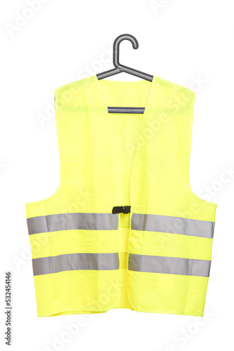 Yellow safety engineer vest on a hanger