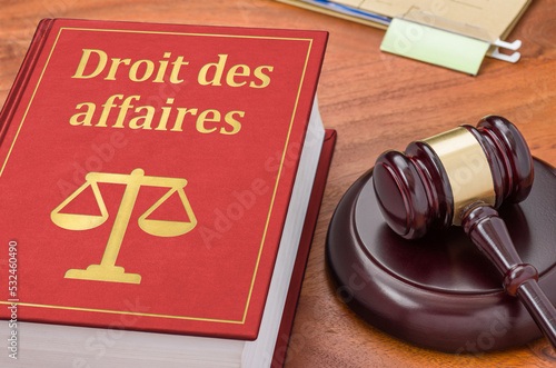 A law book with a gavel - Business law in french - Droit des affaires