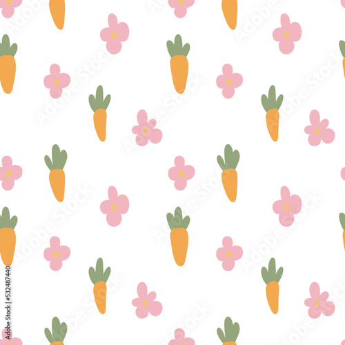 Cartoon baby style carrots seamless pattern. Transparent.