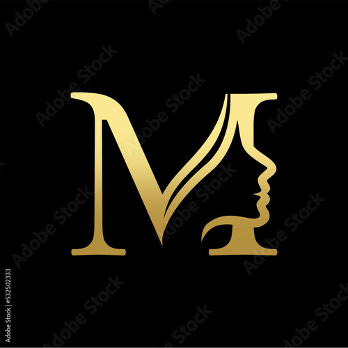 Letter M Beauty Women Face Logo Design