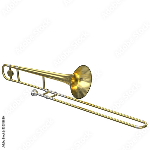 3d rendering illustration of a trombone