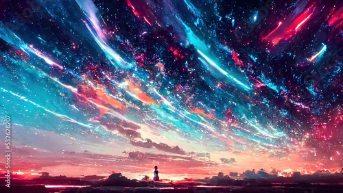 night sky digital art illustration