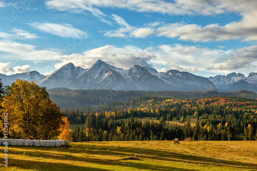 Beautiful autumn landscape of Tatry mountains