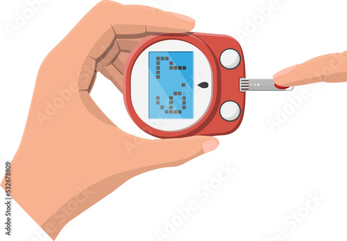 Testing blood glucose concept. Glucometer