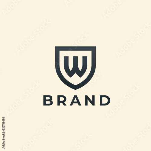 Letter W shield logo icon template. Vector emblem.