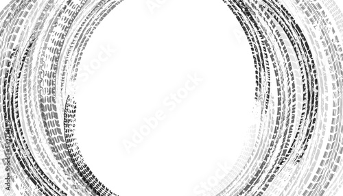 Background with tire wheel marks of cars. Vector illustration