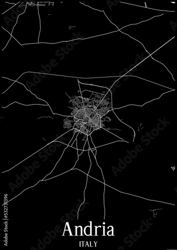 Black and White city map poster of Andria Italy.