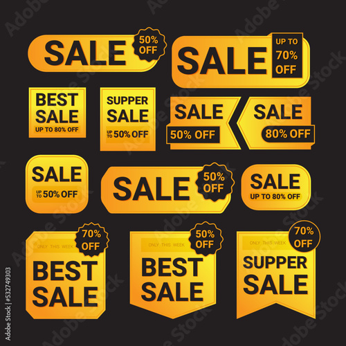 Set of Sale promotion badge and banner vectors.