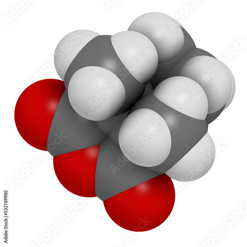 Cantharidin blister beetle poison molecule. 3D rendering. Secreted by blister beetles, spanish fly, soldier beetles, etc.