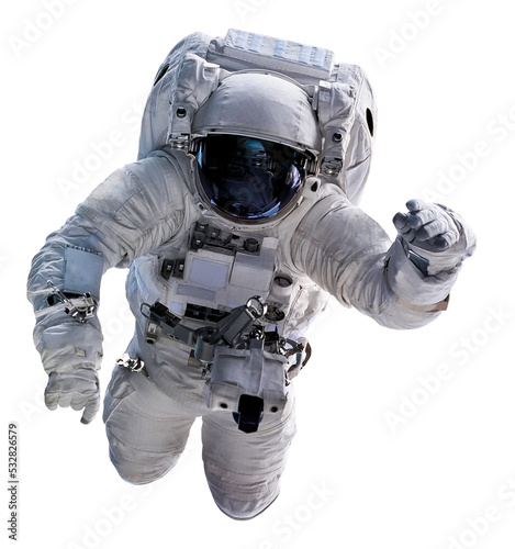 Astronaut isolated. PNG format. Spaceman flight. Spacewalk. Elements of this image furnished by NASA