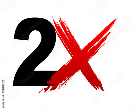 double faster logotype symbol. 2x logo icon. X2 text letter. stock illustration.