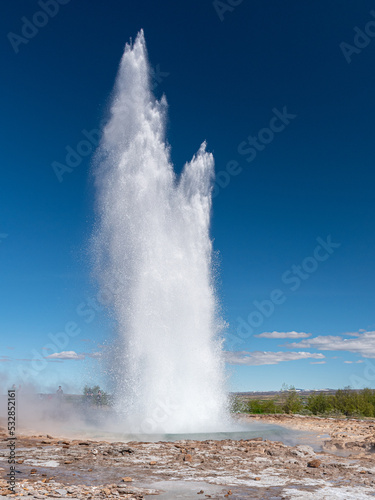 An eruption of the geyser Strokkur in Iceland