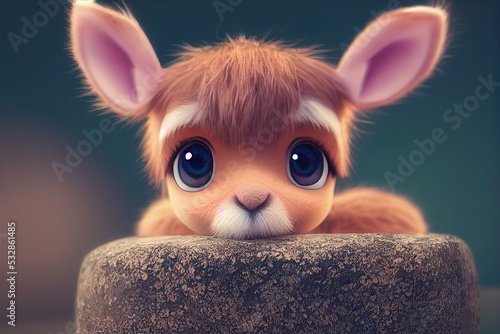 An adorable animal created by artificial intelligence using a 3D CGI style akin to modern American animation studios.