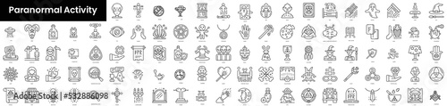 Set of outline paranormal activity icons. Minimalist thin linear web icon set. vector illustration.