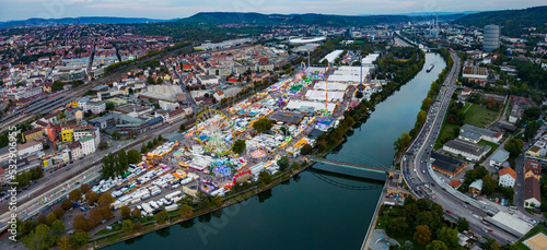 Aerial view of the Wasen, Oktoberfest in Stuttgart, Germany 