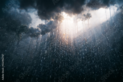 Rainy sky with dark clouds natural background.Generative AI background.