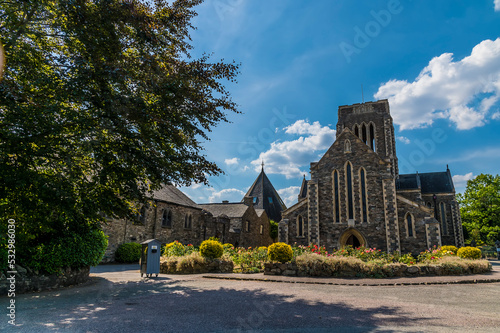 A view towards the monastery, Mount St. Bernard Abbey in Leicestershire, UK in summertime