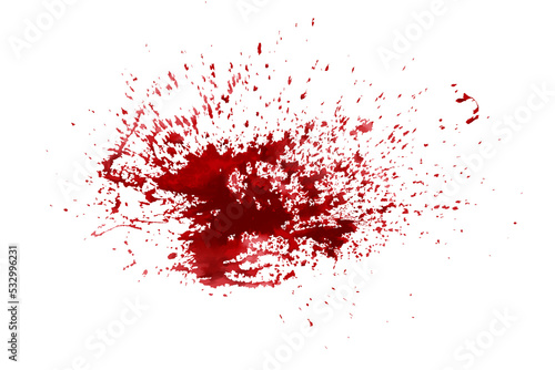 horror illustration abstract red paint splash, blood stain isolated on blank space.