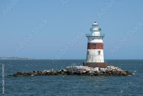 Latimer Reef Lighthouse, a "spark plug" lighthouse located off Fishers Island, Connecticut