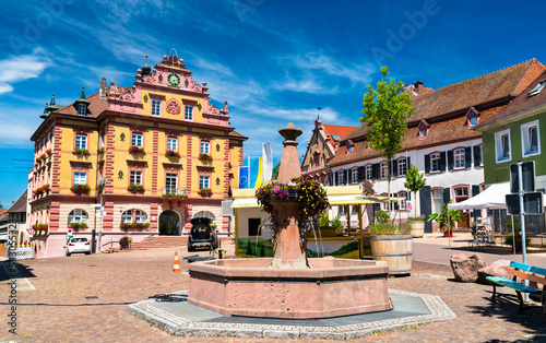 Fountain in Herbolzheim, a town in Baden-Wuerttemberg, Germany
