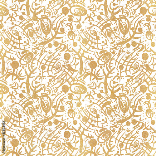Abstract seamless pattern. Golden glitter on transparent background. (pattern: sp04b)