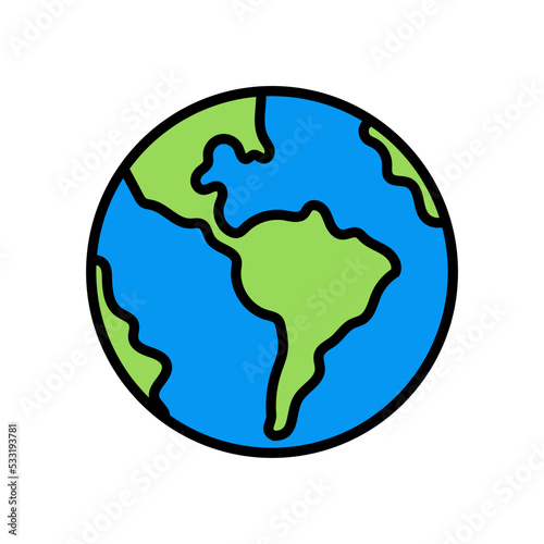 Icono de planeta tierra. Ilustración vectorial