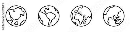 Conjunto de iconos de planeta tierra. Cuerpo celeste, astro. Concepto de mundo. Colección de planeta tierra. ilustración vectorial