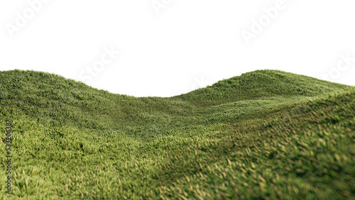 A 3d rendering image of grassed hill nature scenery