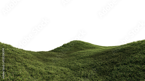 A 3d rendering image of grassed hill nature scenery