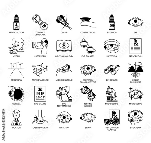 ophthalmology , Thin Line and Pixel Perfect Icons