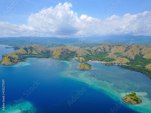 Beautiful aerial view of Gili Laba island, Flores, Indonesia