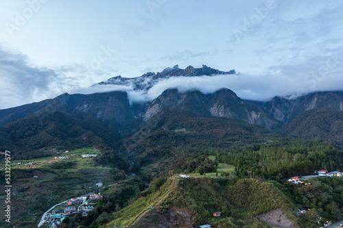 The greatest Mount Kinabalu of Sabah, Borneo with Clear blue sky