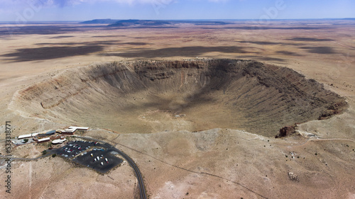 Flying above meteor crater