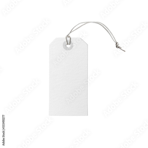 White blank price label tag mockup isolated
