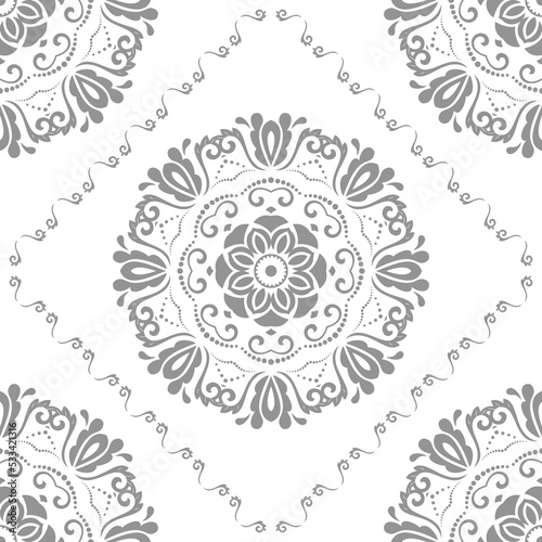 Orient vector classic gray and white pattern. Seamless abstract background with vintage elements. Orient pattern. Ornament for wallpapers and packaging