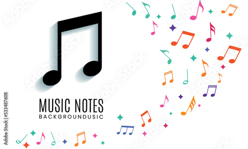 colorful music notes vector. colorful music note with grunge background vector