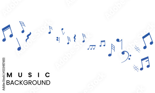 music background vector. musical pentagram waves notes background