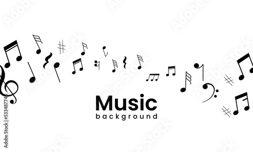 Musical pentagram notes vector background. music background