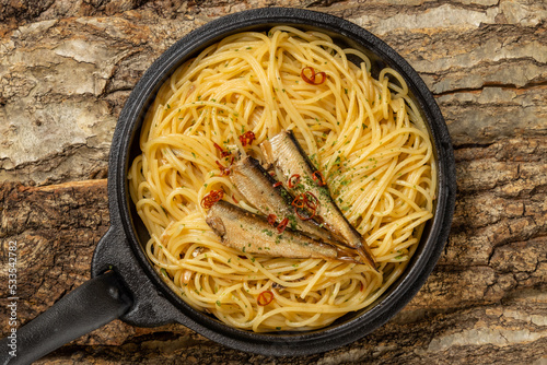 アンチョビのパスタAnchovy pasta (spaghetti) Italian cuisine