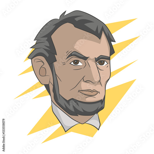 Abraham Lincoln Vector cartoon Illustration. Portrait of the 16th American president known for visionary politics