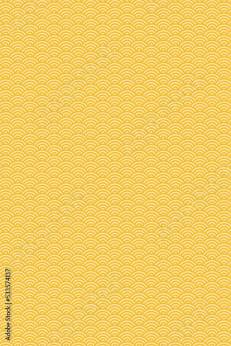 Portrait background of the shiny gold oriental traditional wave pattern