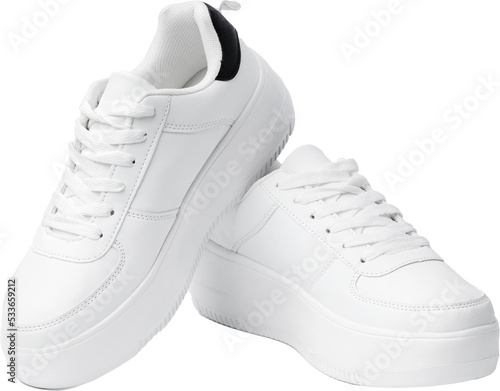 New pair of white sneakers isolated on white background