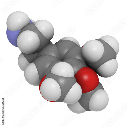 Mescaline peyote psychedelic molecule, chemical structure